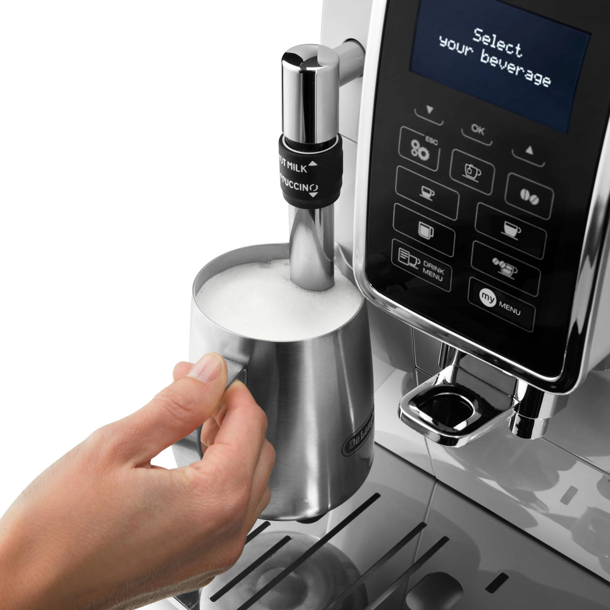 De’Longhi Dinamica ECAM 350.55.B Automatyczny Ekspres do Kawy, Tworzywo Sztuczne, 1450 W, 1,8 L, Czarny