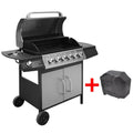 Vidaxl Grill gazowy 6+1 palników, czarno-srebrny(Por omisión)