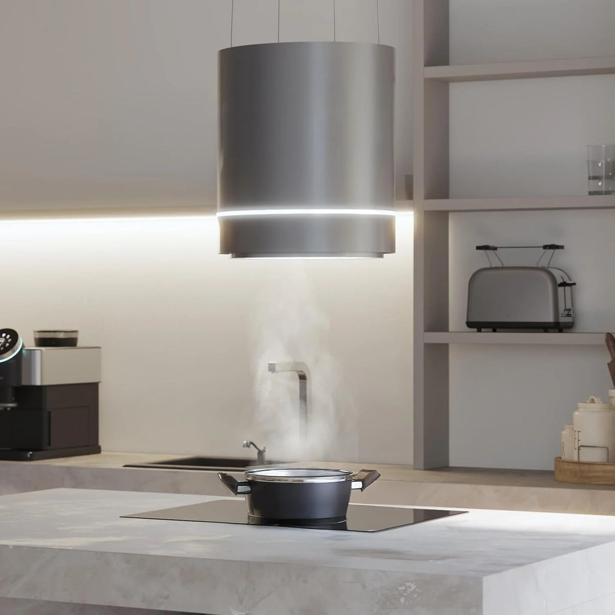Cecotec Okap kuchenny 44 cm - Okap kuchenny Bolero Flux CRE 448000 Inox A++ okap 44 cm stal nierdzewna, przepływ powietrza 800 m3/h, 210 W, A++, Touch, LED, węgiel Ø176, aluminium 5 warstw