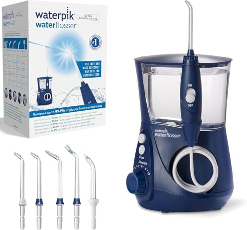 Waterpik Irygator Ultra Professional, 6 Końcówek, Zaawansowana Kontrola Ciśnienia z 10 Trybami, Usuwanie Płytki Nazębnej, Kolor Azul, 650 ml (WP-662EU)(Niebieski)