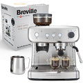 Breville Barista Max Ekspres do kawy Kolbowy VCF126X, Zbiornik na wodę 2.8L, Zintegrowany młynek do kawy i spieniacz do mleka, 15 Bar, Stal Szczotkowana(barista z młynkiem do kawy)