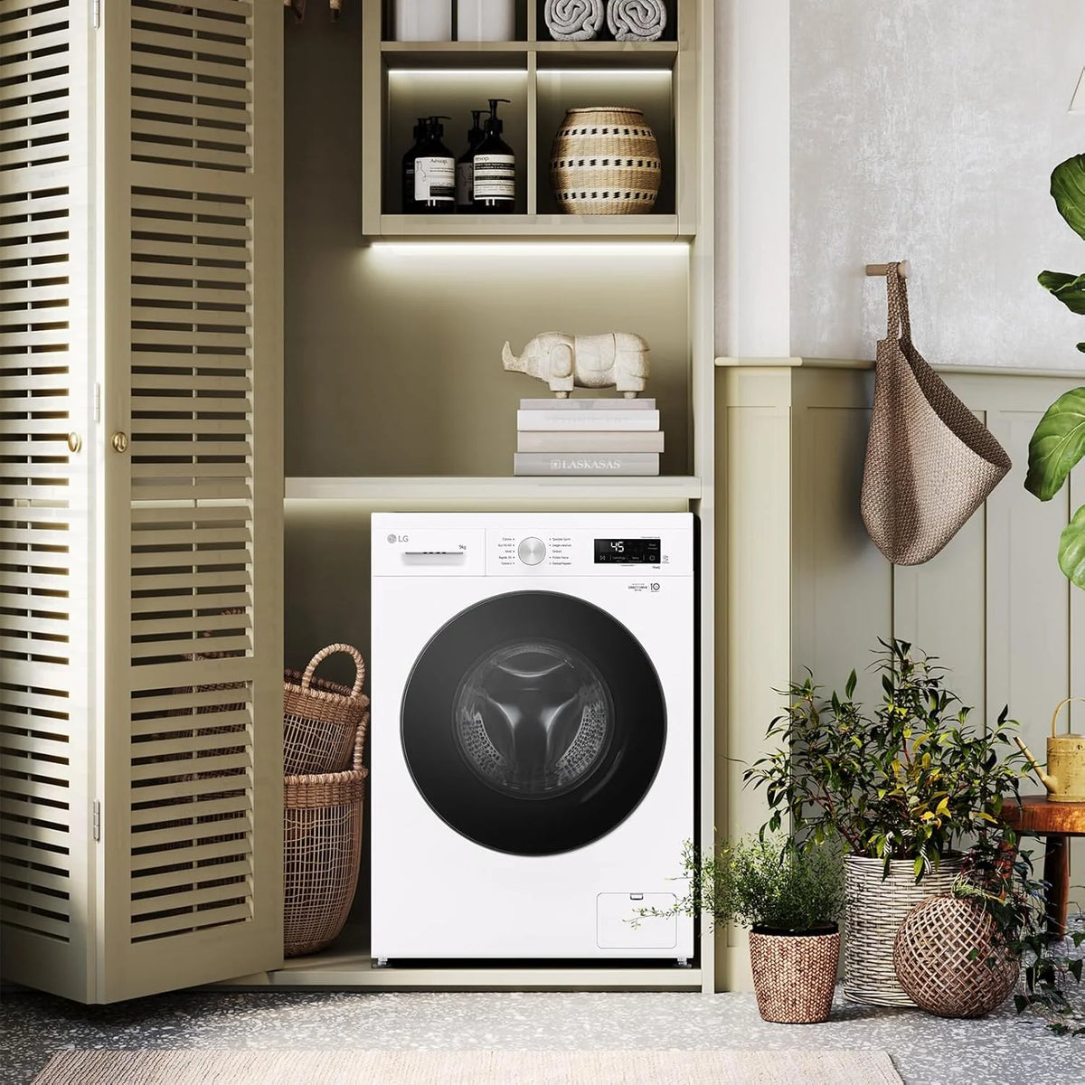 LG F4NX1009NWB pralka 9 kg z ładowaniem przednim serii X1, klasa A, 1400 obrotów, Wi-Fi, 6 Motion Direct Drive, Allergy Care do prania parowego, wolnostojąca, Essence White