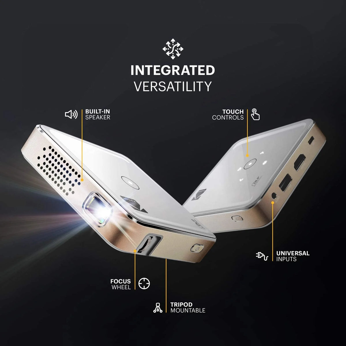 KODAK Luma 150 Przenośny projektor bezprzewodowy - Wideo i dźwięk 4K - 150 lumenów - Ekran 380 cm - HDMI, USB, Micro SD