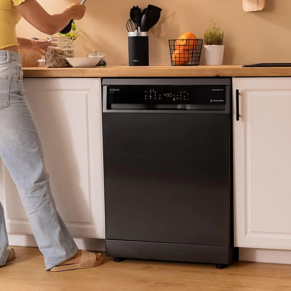 Cecotec Zmywarka Wolnostojący 60 cm Bolero Aguazero 6200 Inox D. Klasa D, 14 sztućców, 6 Programów z Dual Zone Wash, Dry+, Turbo Dry+, Pół obciążenia, Delay Start i Electronic AquaStop