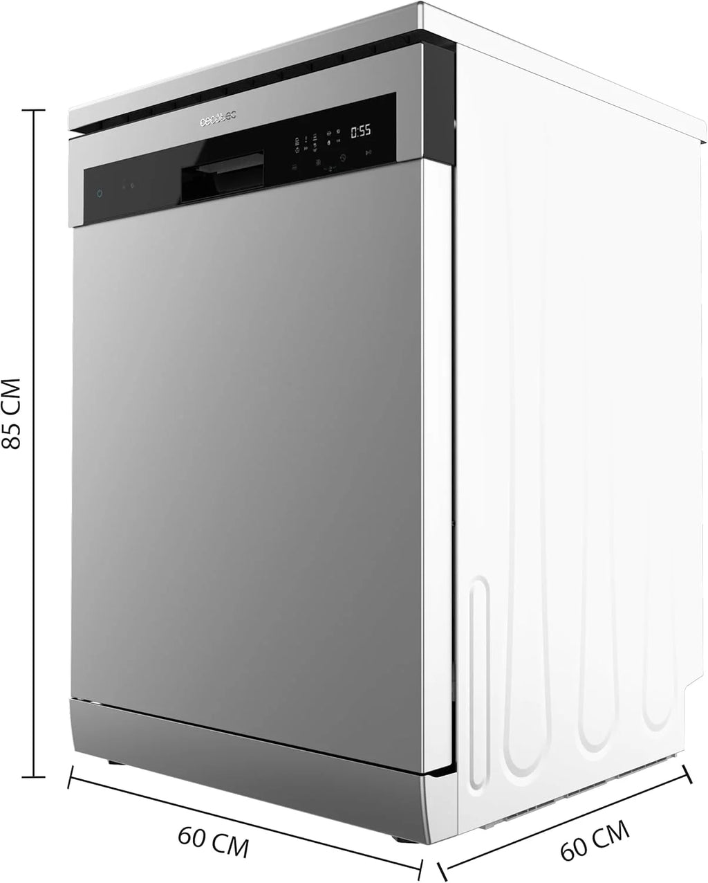 Cecotec Zmywarka Wolnostojący 60 cm Bolero Aguazero 6200 Inox D. Klasa D, 14 sztućców, 6 Programów z Dual Zone Wash, Dry+, Turbo Dry+, Pół obciążenia, Delay Start i Electronic AquaStop