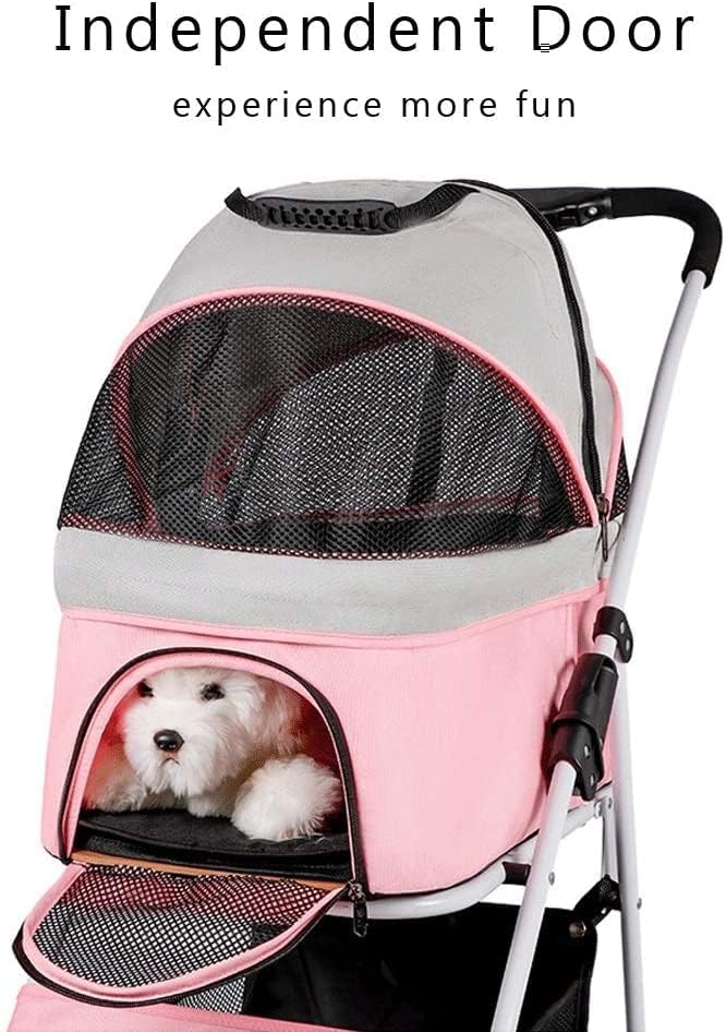 Wózek dla zwierząt Premium Pet Stroller Dog Strollers składany 4-kołowy wózek dla kota Carrier oddychający (szary B)