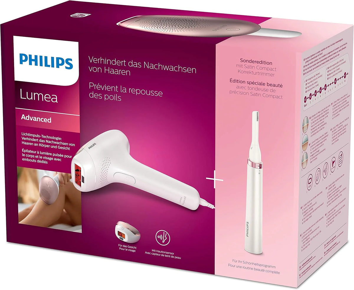 Philips Lumea Zaawansowane urządzenie do usuwania włosów IPL z 2 nasadkami do twarzy i ciała z mini szczoteczką do oczyszczania twarzy VisaPure - BRI922/00