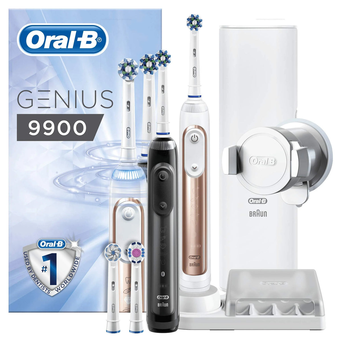 Oral-B 4210201182917 Genius 9900 elektryczna szczoteczka do zębów z 2 końcówkami, powered by braun