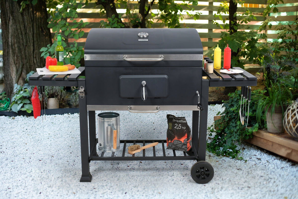 DUŻY GRILL WĘGLOWY XXL REGULOWANY ŻELIWNY RUSZT 78x42,5mm 3 PÓŁKI LUND
