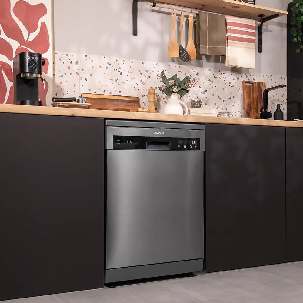 Cecotec Zmywarka Wolnostojący 60 cm Bolero Aguazero 6200 Inox D. Klasa D, 14 sztućców, 6 Programów z Dual Zone Wash, Dry+, Turbo Dry+, Pół obciążenia, Delay Start i Electronic AquaStop