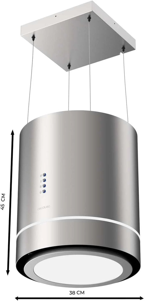 Cecotec Okap kuchenny 44 cm - Okap kuchenny Bolero Flux CRE 448000 Inox A++ okap 44 cm stal nierdzewna, przepływ powietrza 800 m3/h, 210 W, A++, Touch, LED, węgiel Ø176, aluminium 5 warstw