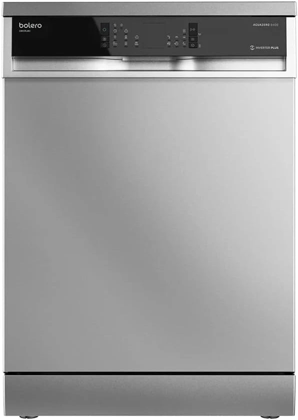 Cecotec Zmywarka Wolnostojący 60 cm Bolero Aguazero 6200 Inox D. Klasa D, 14 sztućców, 6 Programów z Dual Zone Wash, Dry+, Turbo Dry+, Pół obciążenia, Delay Start i Electronic AquaStop