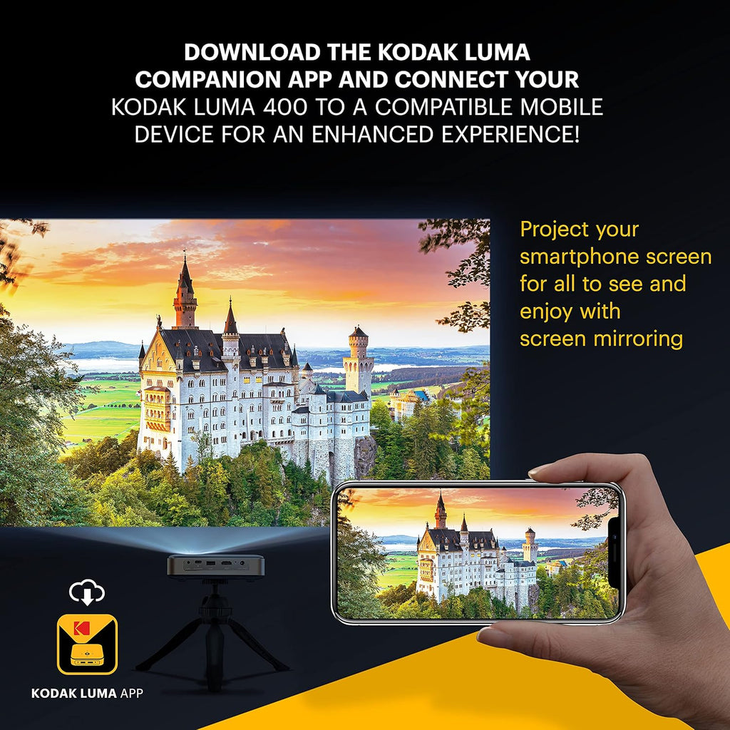 KODAK Luma 150 Przenośny projektor bezprzewodowy - Wideo i dźwięk 4K - 150 lumenów - Ekran 380 cm - HDMI, USB, Micro SD