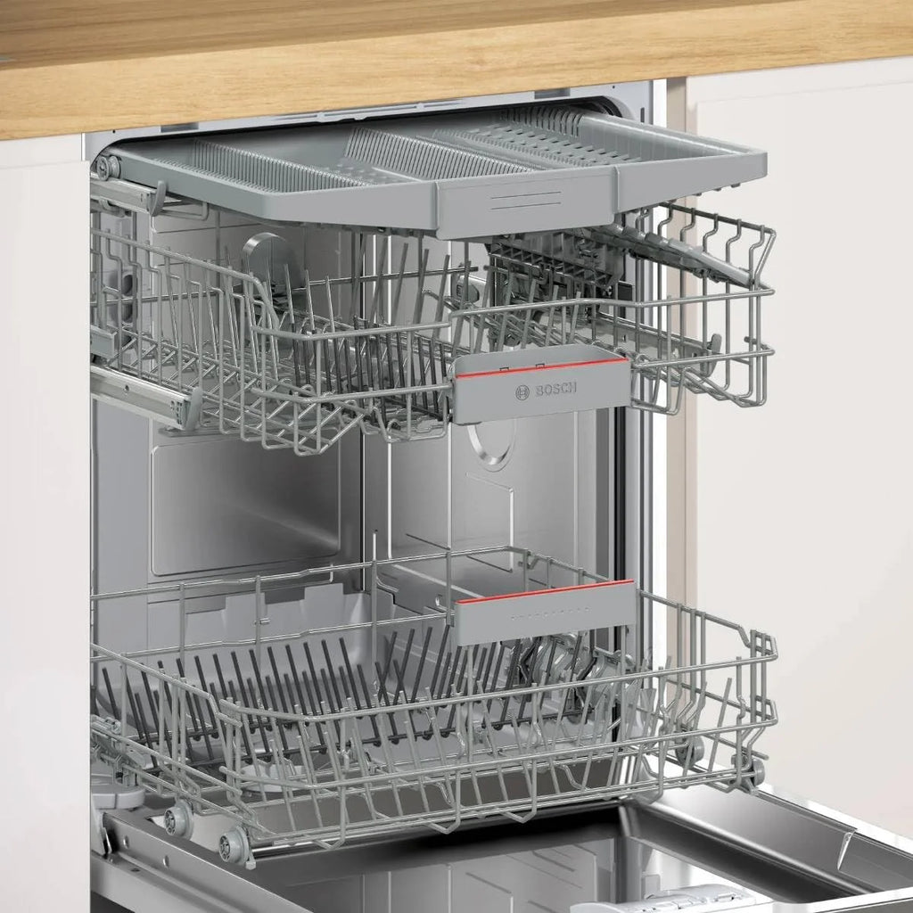 Bosch SMI4HVS14E seria 4 inteligentna, częściowo zintegrowana zmywarka, 60 cm, kosze VarioFlex, potrójny stelaż, Smart Start, Silence Program, AquaStop, EcoSilence Drive, stal szczotkowana