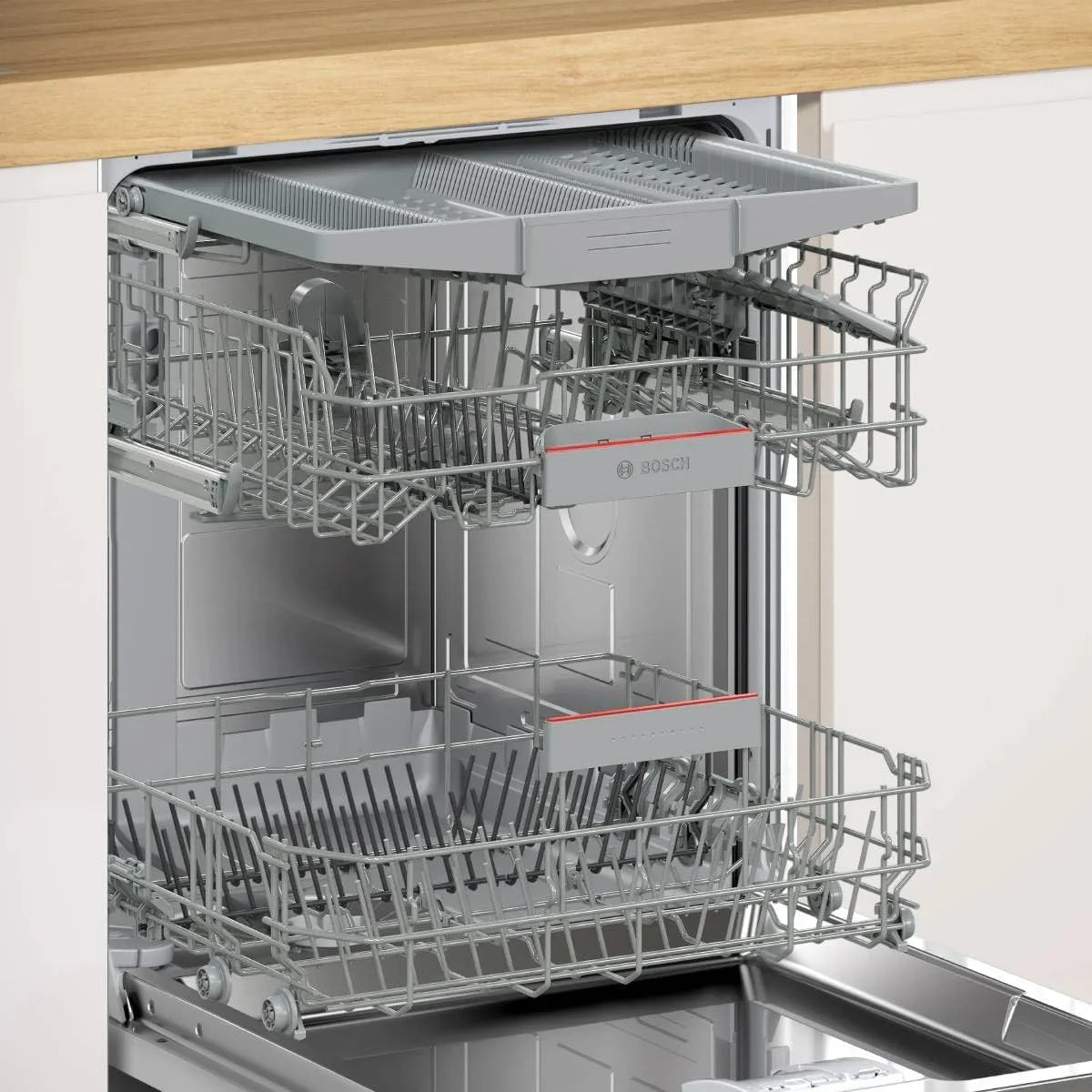 Bosch SMI4HVS14E seria 4 inteligentna, częściowo zintegrowana zmywarka, 60 cm, kosze VarioFlex, potrójny stelaż, Smart Start, Silence Program, AquaStop, EcoSilence Drive, stal szczotkowana