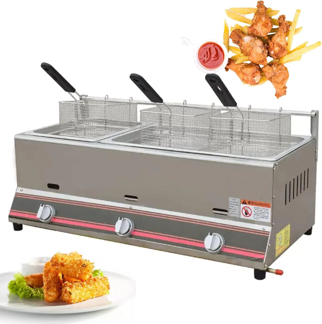 Frytkownica Gazowa Frytkownica Komercyjna Gazowa Ręczna Regulacja Temperatury Stal Nierdzewna Podczerwień Energooszczędna Z Wyjmowanym Koszykiem Frytkownica Sz,Style3