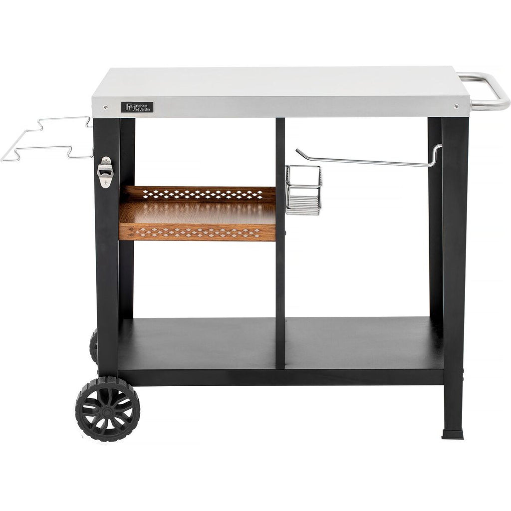 Wózek do serwowania grilla „Gelia” 117 x 59 cm – stal nierdzewna – czarny
