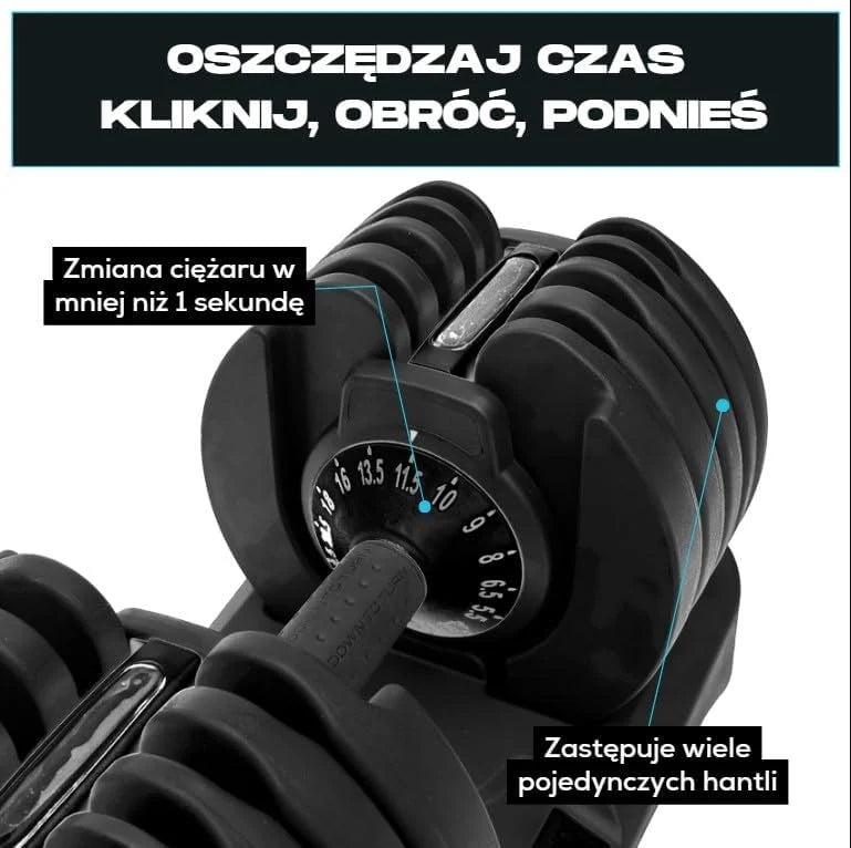 BRAINGAIN Regulowana, hantli para 15 w 1 (24 kg) ustawienia ciężaru, technologia Smart-Click umożliwiająca szybką zmianę ciężaru z bezpiecznym systemem blokującym, antypoślizgowy uchwyt