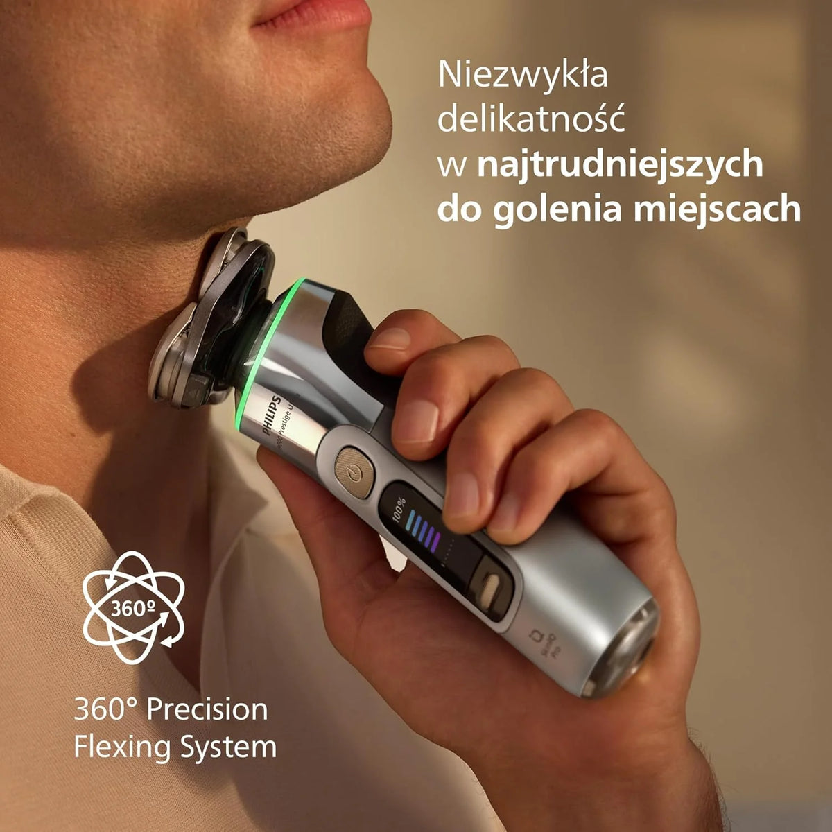 Philips Shaver i9000 Prestige Ultra, golarka elektryczna do golenia na sucho i mokro z technologią Skin IQ Pro, System Triple Lift & Cut, obrotowe 360º ostrza, 5 trybów golenia, Model XP9404/31