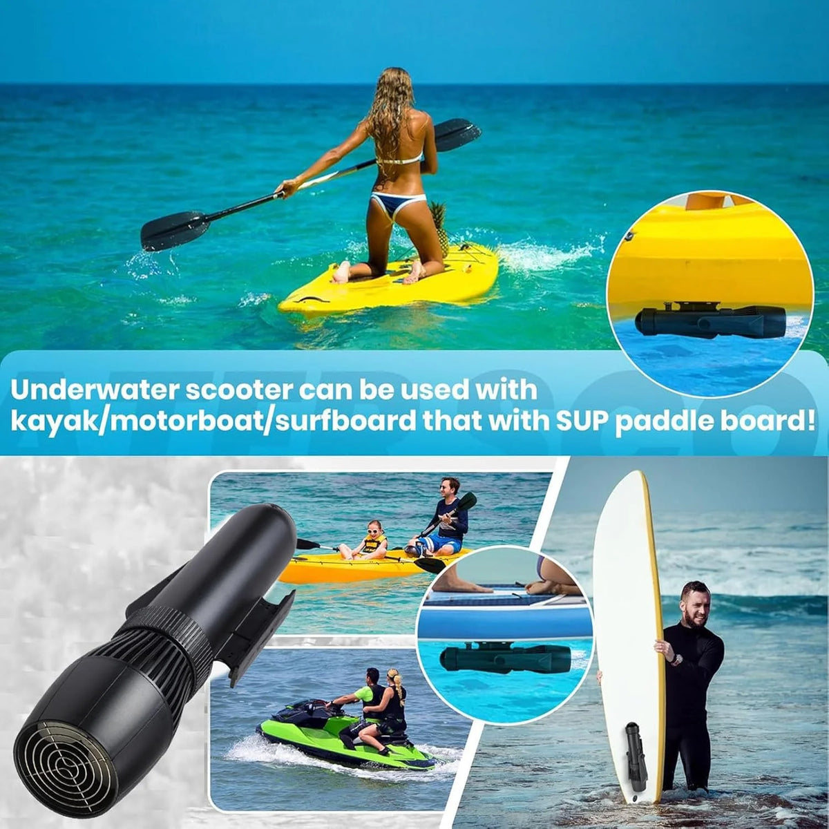 Podwodny Skuter, 160 -minutowy Skuter Morski Bezszczotkowy Skuter Wodny 30 M Wodoodporny Do Nurkowania Nurkowania Nurkowania Z Rurką(Size:10000 mAh)