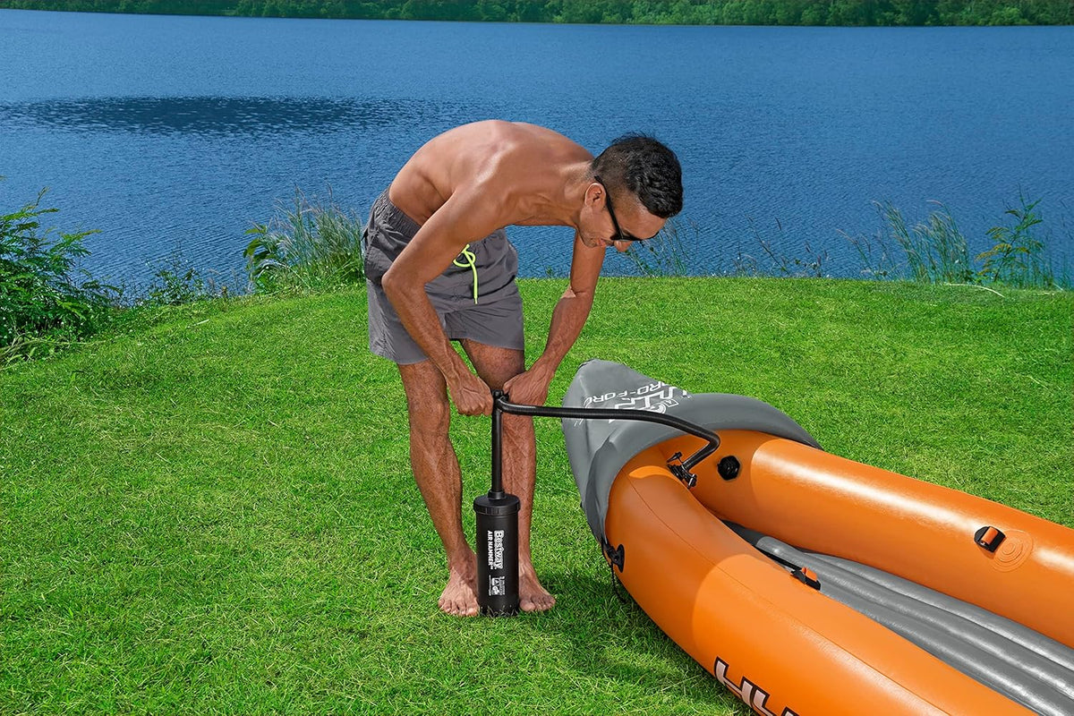 Hydro-force Lite Rapid Kajak, 3-osobowy, nadmuchiwany kajak, do siedzenia, z oparciem, 2 wiosłami i pompką ręczną, pomarańczowy, jeden rozmiar