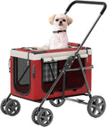 Dog Stroller, Cat Stroller, Pet Stroller, Portable Removable Carrier, with Top Mesh Windows, Breathable, Available in a Variety of Colors(Khaki)
