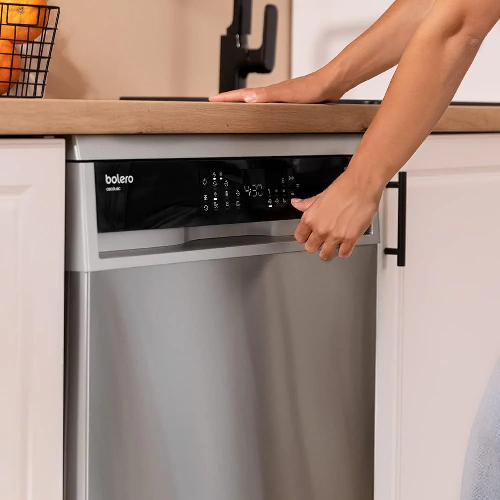 Cecotec Zmywarka Wolnostojący 60 cm Bolero Aguazero 6200 Inox D. Klasa D, 14 sztućców, 6 Programów z Dual Zone Wash, Dry+, Turbo Dry+, Pół obciążenia, Delay Start i Electronic AquaStop