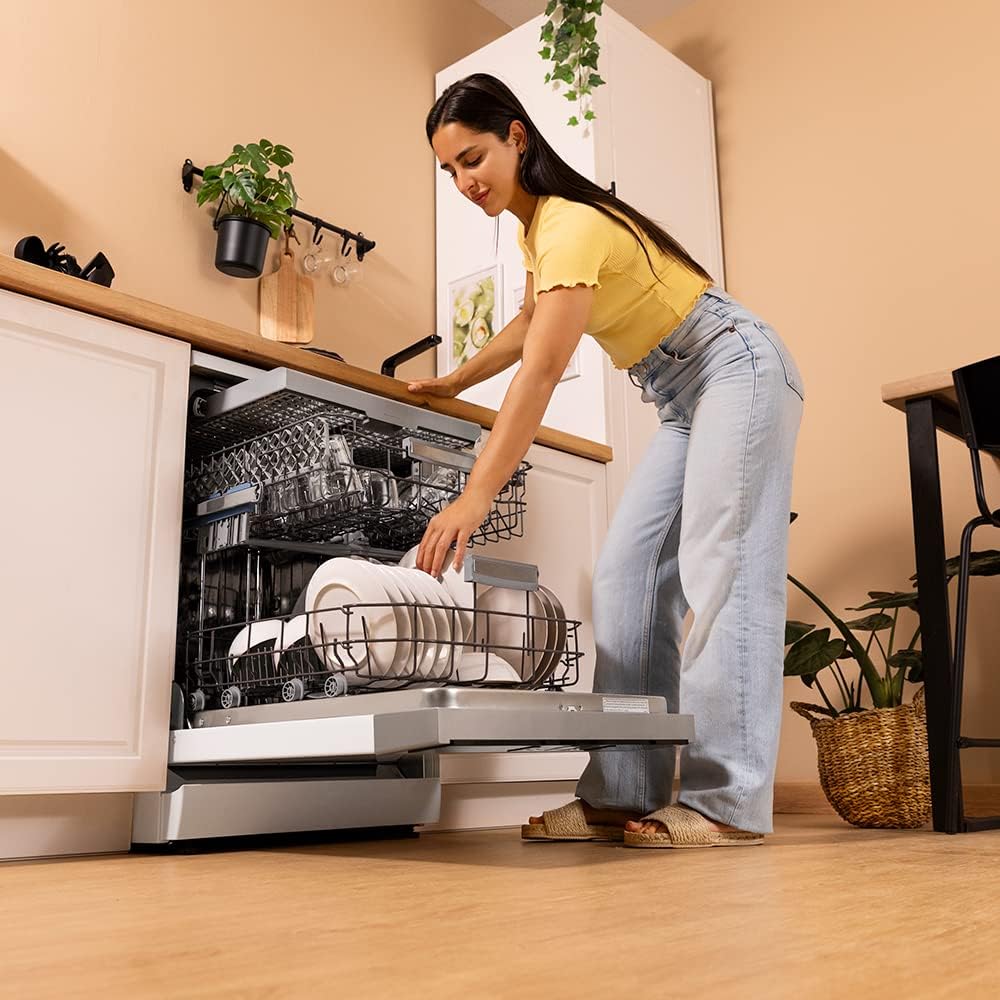 Cecotec Zmywarka Wolnostojący 60 cm Bolero Aguazero 6200 Inox D. Klasa D, 14 sztućców, 6 Programów z Dual Zone Wash, Dry+, Turbo Dry+, Pół obciążenia, Delay Start i Electronic AquaStop