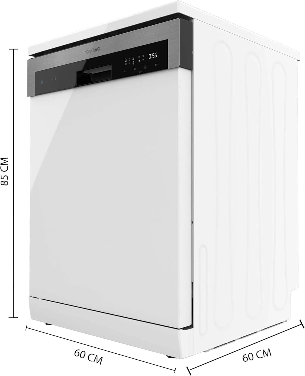 Cecotec Zmywarka 60cm Wolnostojący Bolero Aguazero 6500 C. 15 sztućców, 3. Taca, 6 Programów z Dual Zone Wash, Dry+, Auto Open, Średnie obciążenie, Odroczony start, Silnik Inverter Plus