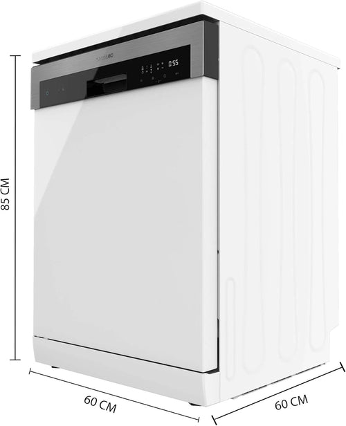 Cecotec Zmywarka 60cm Wolnostojący Bolero Aguazero 6500 C. 15 sztućców, 3. Taca, 6 Programów z Dual Zone Wash, Dry+, Auto Open, Średnie obciążenie, Odroczony start, Silnik Inverter Plus