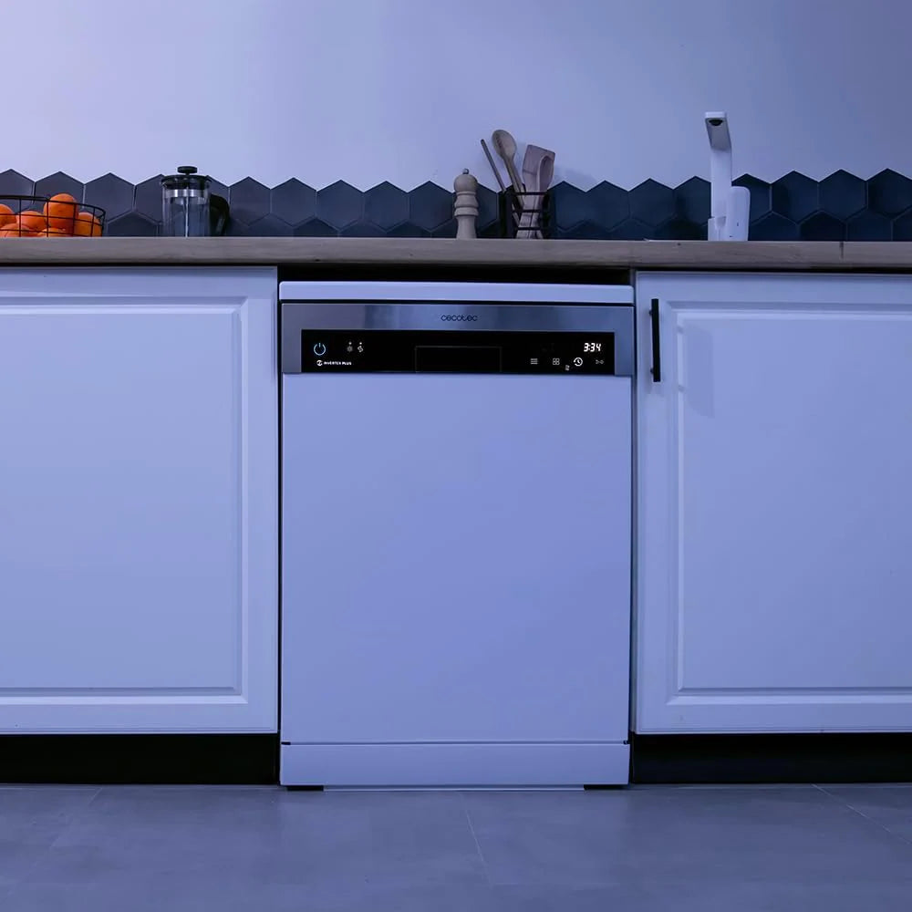 Cecotec Zmywarka 60cm Wolnostojący Bolero Aguazero 6500 C. 15 sztućców, 3. Taca, 6 Programów z Dual Zone Wash, Dry+, Auto Open, Średnie obciążenie, Odroczony start, Silnik Inverter Plus