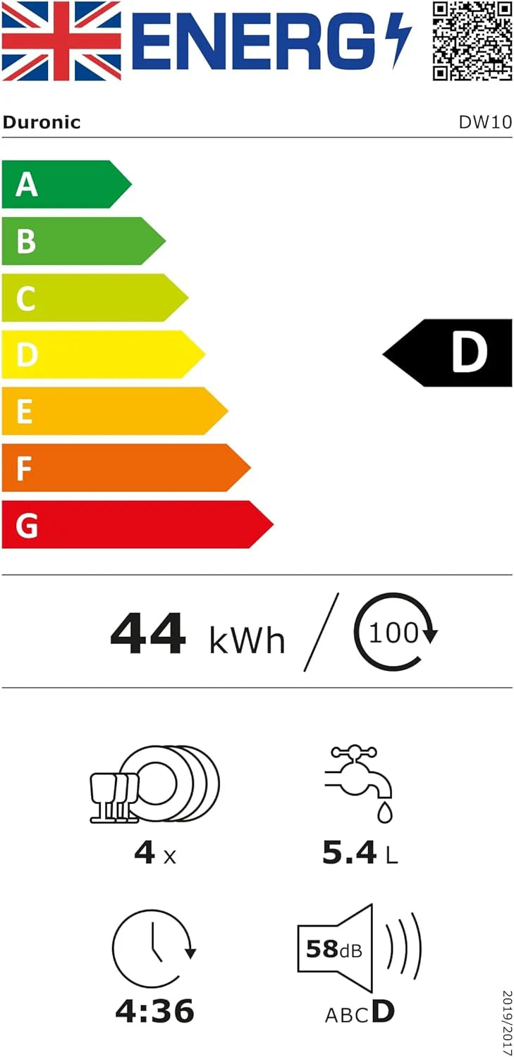 Duronic DW10 BK Zmywarka nablatowa bez przyłącza do wody przenośna kompaktowa stołowa czarna możliwy stały podłącz mini mała do naczyń 1050W