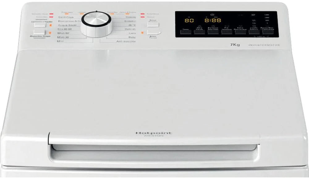 Hotpoint Ariston WMTG725BIT pralka ładowana od góry, wolnostojąca, 7 kg, 1200 obr./min, klasa B, biała