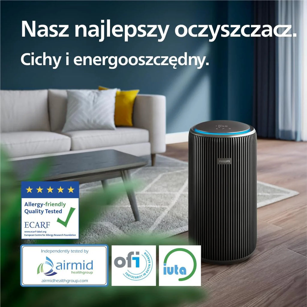 Philips Oczyszczacz powietrza z serii 4200, HEPA NanoProtect + podwójny filtr z aktywnym węglem, CADR 600 m³/h dla 156 m², bardzo cichy, inteligentny i energooszczędny (AC4221/11)