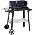 Grill węglowy Outsunny z kółkami i półką 83x37x87 cm, czarny(Por omisión)