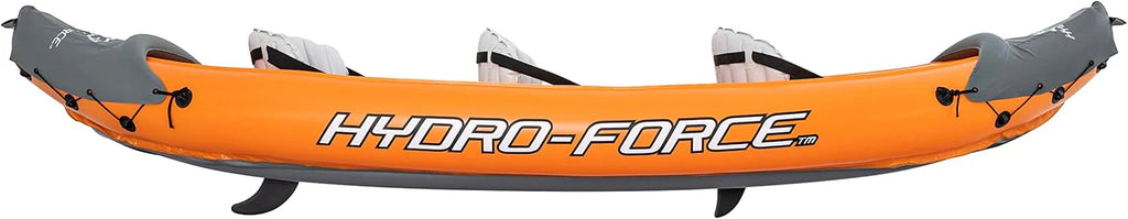 Hydro-force Lite Rapid Kajak, 3-osobowy, nadmuchiwany kajak, do siedzenia, z oparciem, 2 wiosłami i pompką ręczną, pomarańczowy, jeden rozmiar