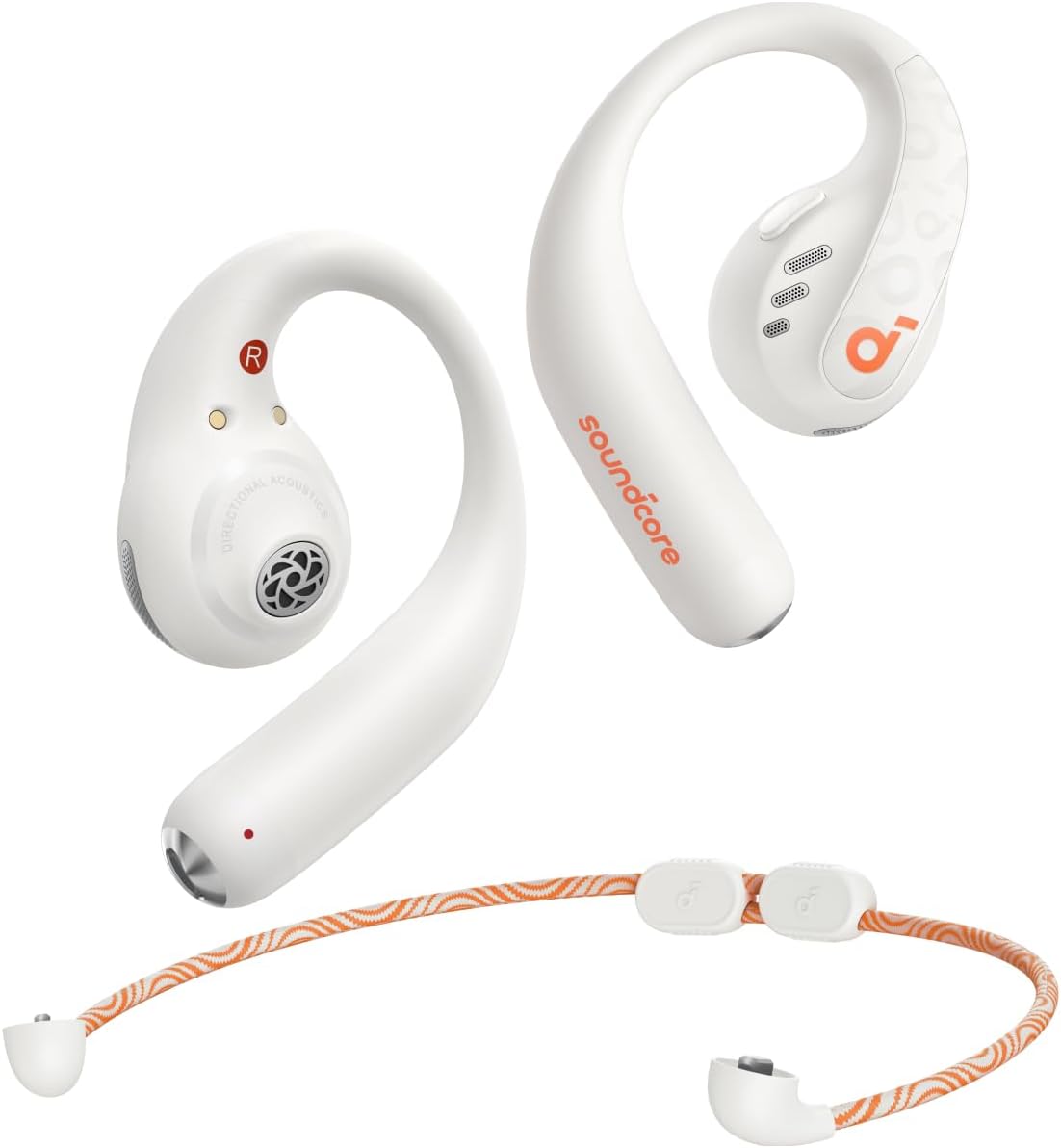 Słuchawki Soundcore by Anker AeroFit Pro o otwartej konstrukcji, ultrakomfortowe, bezpieczna i ergonomiczna konstrukacja, szczegółowy(Biały)