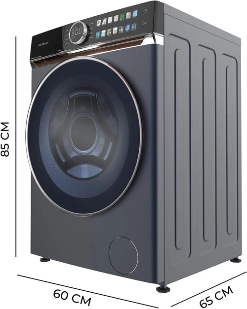 Cecotec Pralka 12 kg Bolero Charge Front DressCode 12980 Direct Drive Blue A. 1400RPM, Motor Direct Drive, Niskie zużycie energii, pełny kolor, wykończenie imitacja skóry, drzwi XXL, światło UV i para