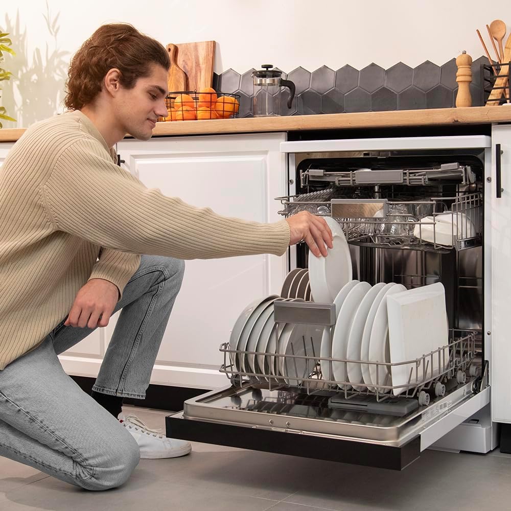 Cecotec Zmywarka 60cm Wolnostojący Bolero Aguazero 6500 C. 15 sztućców, 3. Taca, 6 Programów z Dual Zone Wash, Dry+, Auto Open, Średnie obciążenie, Odroczony start, Silnik Inverter Plus