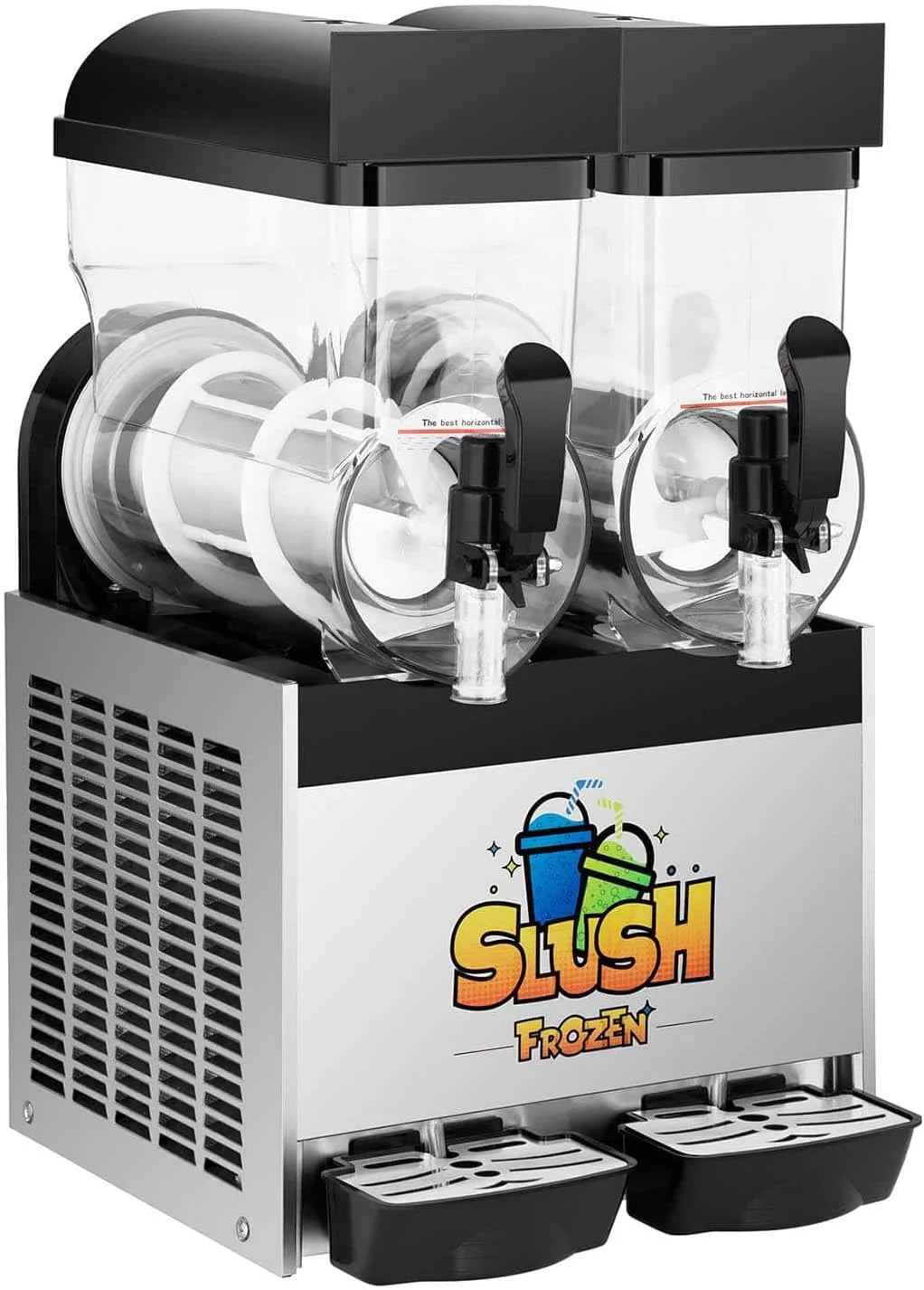 Royal Catering Maszyna do lodów Slushie Maker RCSL 2/15 (2 x 12 l, 770 W, -3 do 2 °C, nie zawiera BPA, 8-12 godzin cyklu pracy, stopień twardości: 4 stopnie)