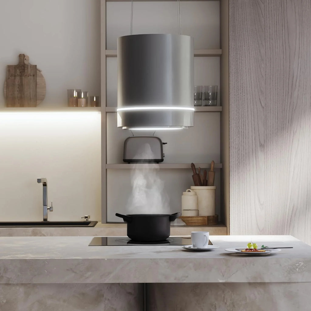 Cecotec Okap kuchenny 44 cm - Okap kuchenny Bolero Flux CRE 448000 Inox A++ okap 44 cm stal nierdzewna, przepływ powietrza 800 m3/h, 210 W, A++, Touch, LED, węgiel Ø176, aluminium 5 warstw