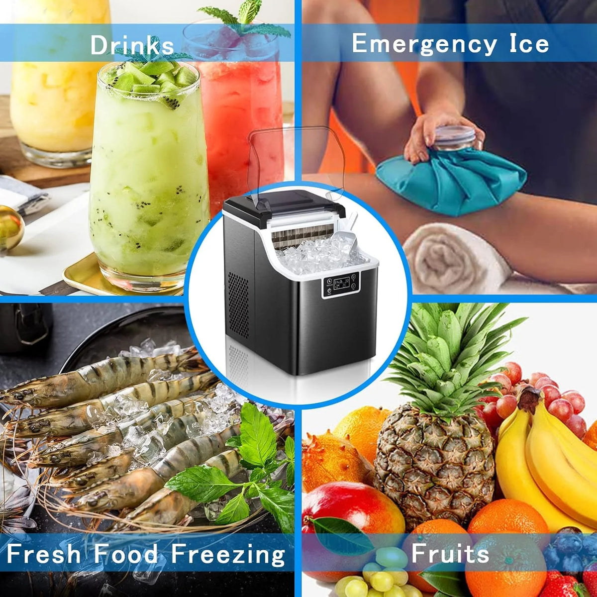 Blat kostkarki do lodu Nugget, kostkarka do lodu na blacie, kostkarka do lodu z samooczyszczaniem, 35 funtów lodu dziennie, kostkarka do lodu na pelety do domu