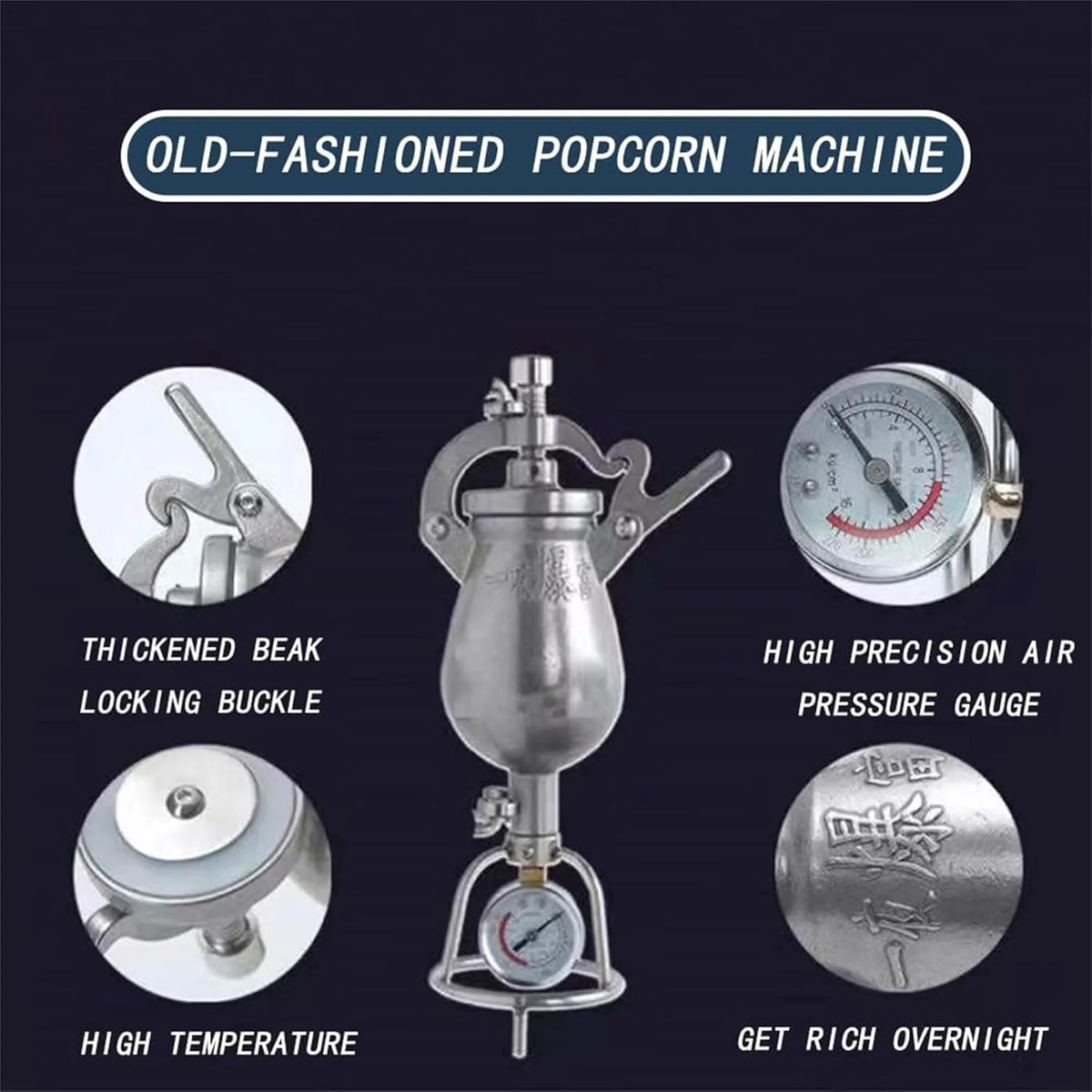 maszyna do popcornu, Maszyna do popcornu na gorące powietrze, maszyna do popcornu, podgrzewany popcorn ze stali nierdzewnej, na imprezę domową, duży 260 ml(Large 260ml)