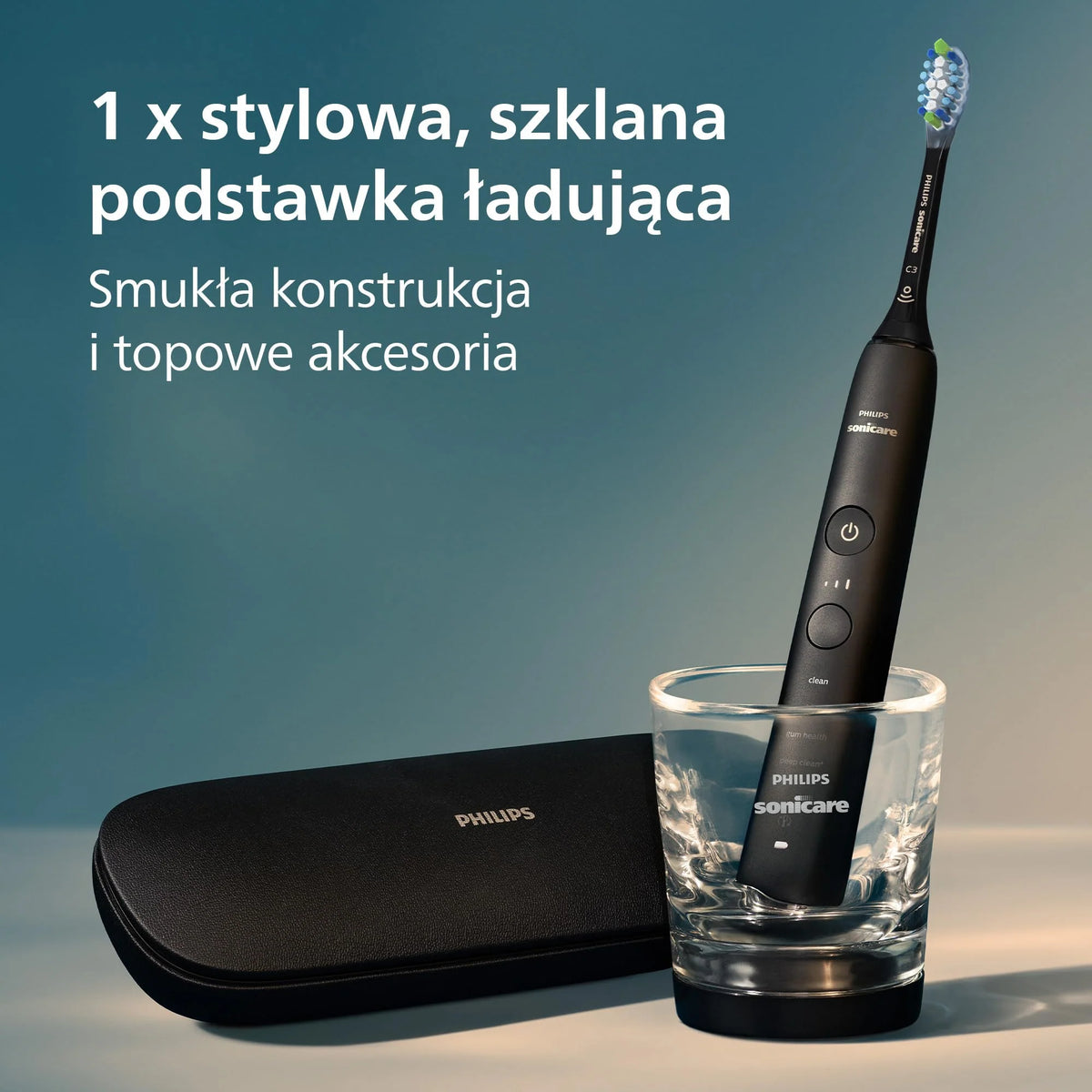 Szczoteczka elektryczna Philips Sonicare DiamondClean 9000, podwójne opakowanie, szczoteczka soniczna z aplikacją, czujnik nacisku, szklanka do ładowania, kolor biały, model HX9914/62