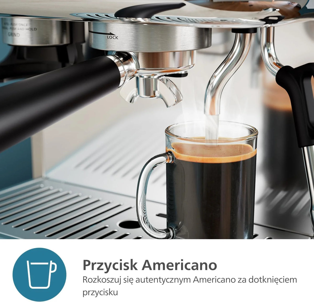 Półautomatyczny ekspres do kawy PHILIPS Barista Brew - pojedyncze i podwójne espresso + przycisk Americano, podwójny pojemnik na kawę ziarnistą, kalibrowane ubijanie, metalowe cappuccino (PSA3228/41)