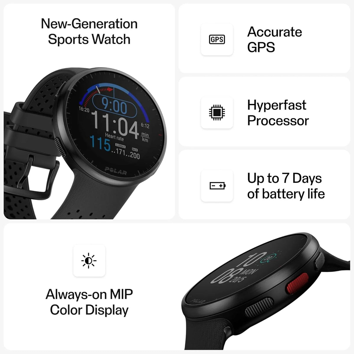 Polar Pacer Pro z Sensor tętna Polar H10 - Zaawansowany Zegarek Sportowy GPS - Pomiar Tętna Nadgarstka, dla kobiet i mężczyzn, Do biegania Treningów, Obserwacja snu Aktywności