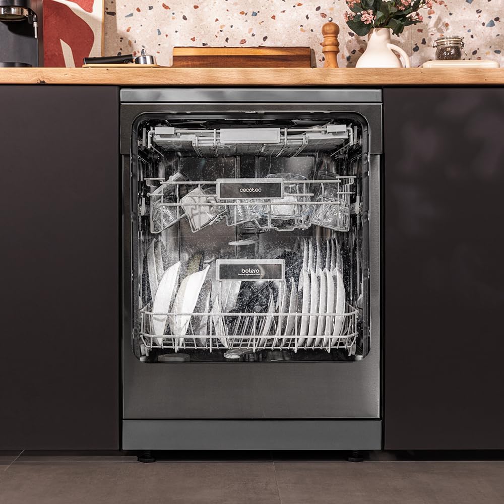 Cecotec Zmywarka Wolnostojący 60 cm Bolero Aguazero 6200 Inox D. Klasa D, 14 sztućców, 6 Programów z Dual Zone Wash, Dry+, Turbo Dry+, Pół obciążenia, Delay Start i Electronic AquaStop