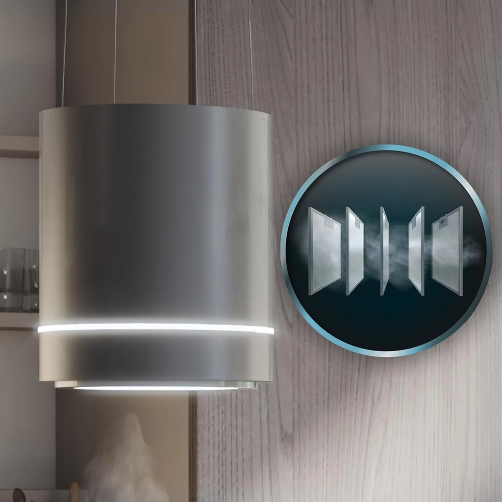 Cecotec Okap kuchenny 44 cm - Okap kuchenny Bolero Flux CRE 448000 Inox A++ okap 44 cm stal nierdzewna, przepływ powietrza 800 m3/h, 210 W, A++, Touch, LED, węgiel Ø176, aluminium 5 warstw