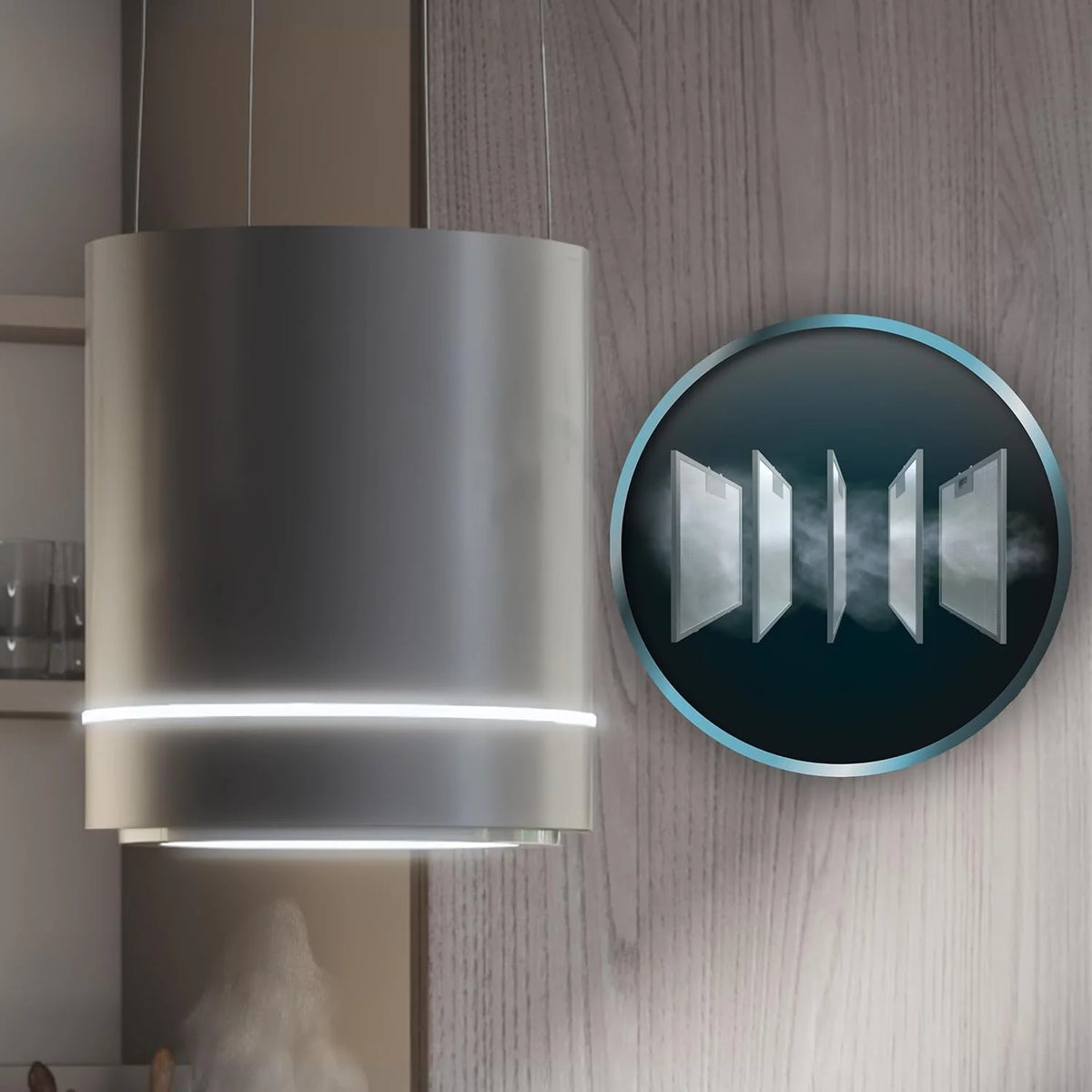 Cecotec Okap kuchenny 44 cm - Okap kuchenny Bolero Flux CRE 448000 Inox A++ okap 44 cm stal nierdzewna, przepływ powietrza 800 m3/h, 210 W, A++, Touch, LED, węgiel Ø176, aluminium 5 warstw