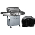 Grill gazowy z diodami LED „Bingo 4” – 4 palniki (1 strona) – 14 kW + osłona ochronna – srebrny(Por omisión)